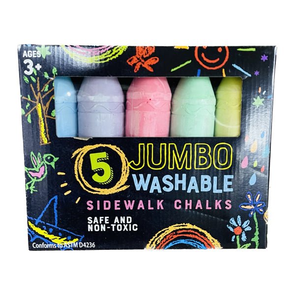 5 Jumbo Washable Sidewalk Chalks - The Growers Depot