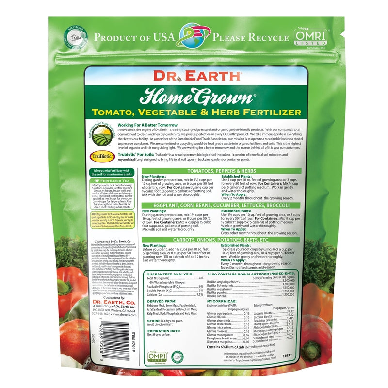 Dr. Earth Organic and Natural Home Grown® Tomato, Vegetable & Herb Fertilizer 4-6-3