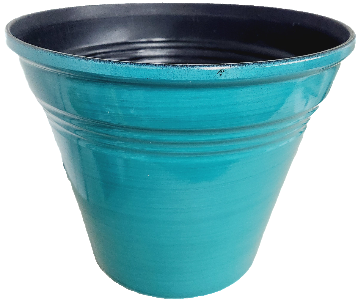 Glazed Ribbed Plastic Planter, 8 in