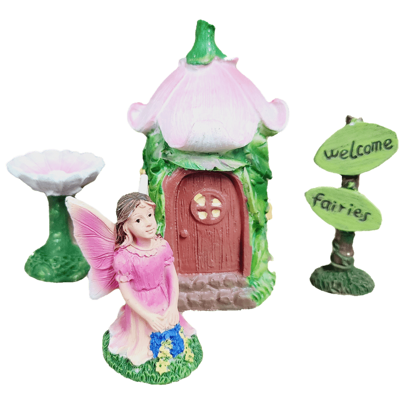 Mini Garden Fairy Set, Pink, 4-Piece