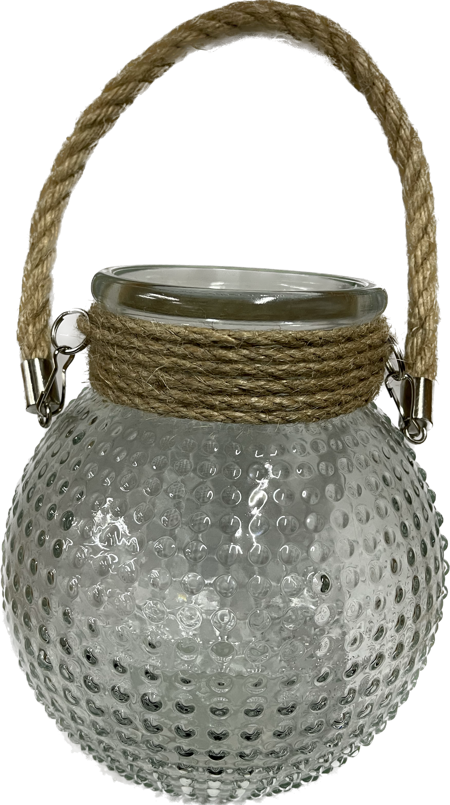 Glass Lantern with Rope Handle