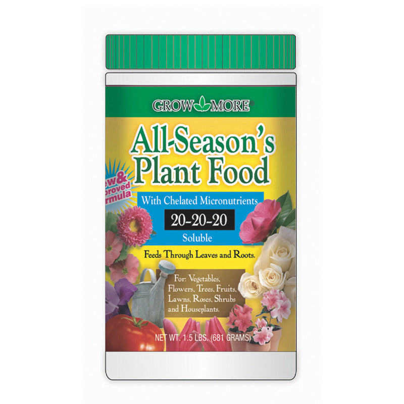 plant food or fertilizer Grow More All Season's Plant Food Soluble Fertilizer 20-20-20 1.5lb