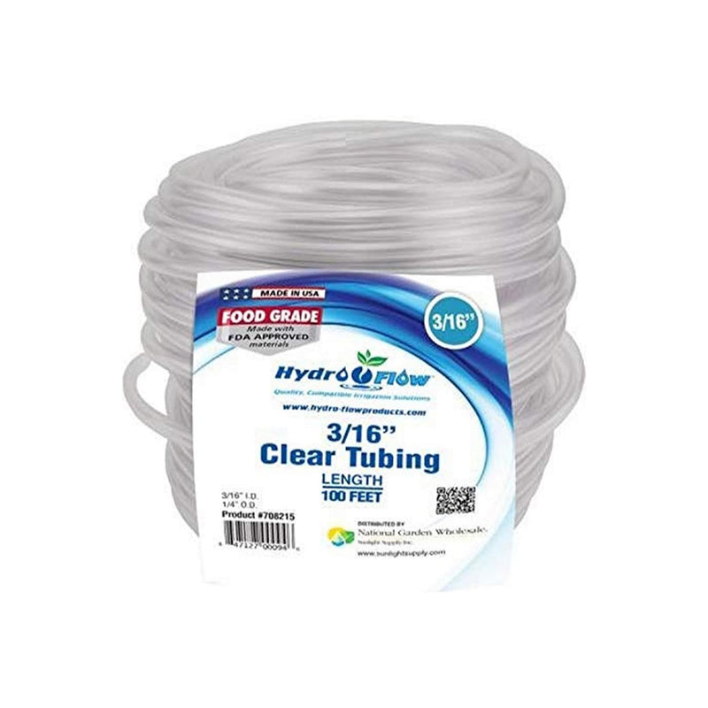 Hydro Flow® Vinyl Tubing, Clear, 3/16in, 100ft Roll