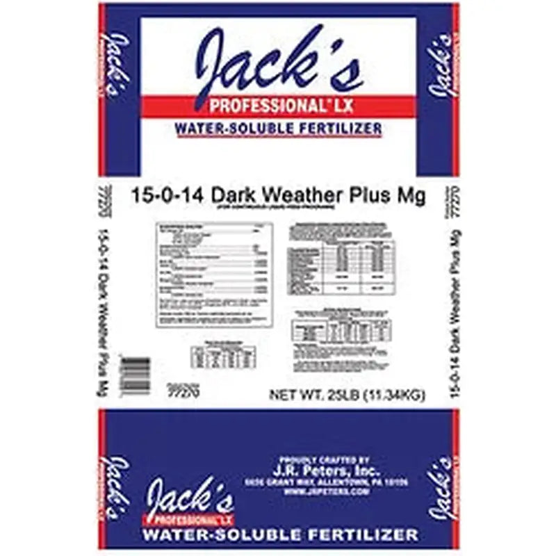 Jack's Professional Water Soluble Fertilizer 15-0-14 Dark Weather Plus Mag LX, 25lbs