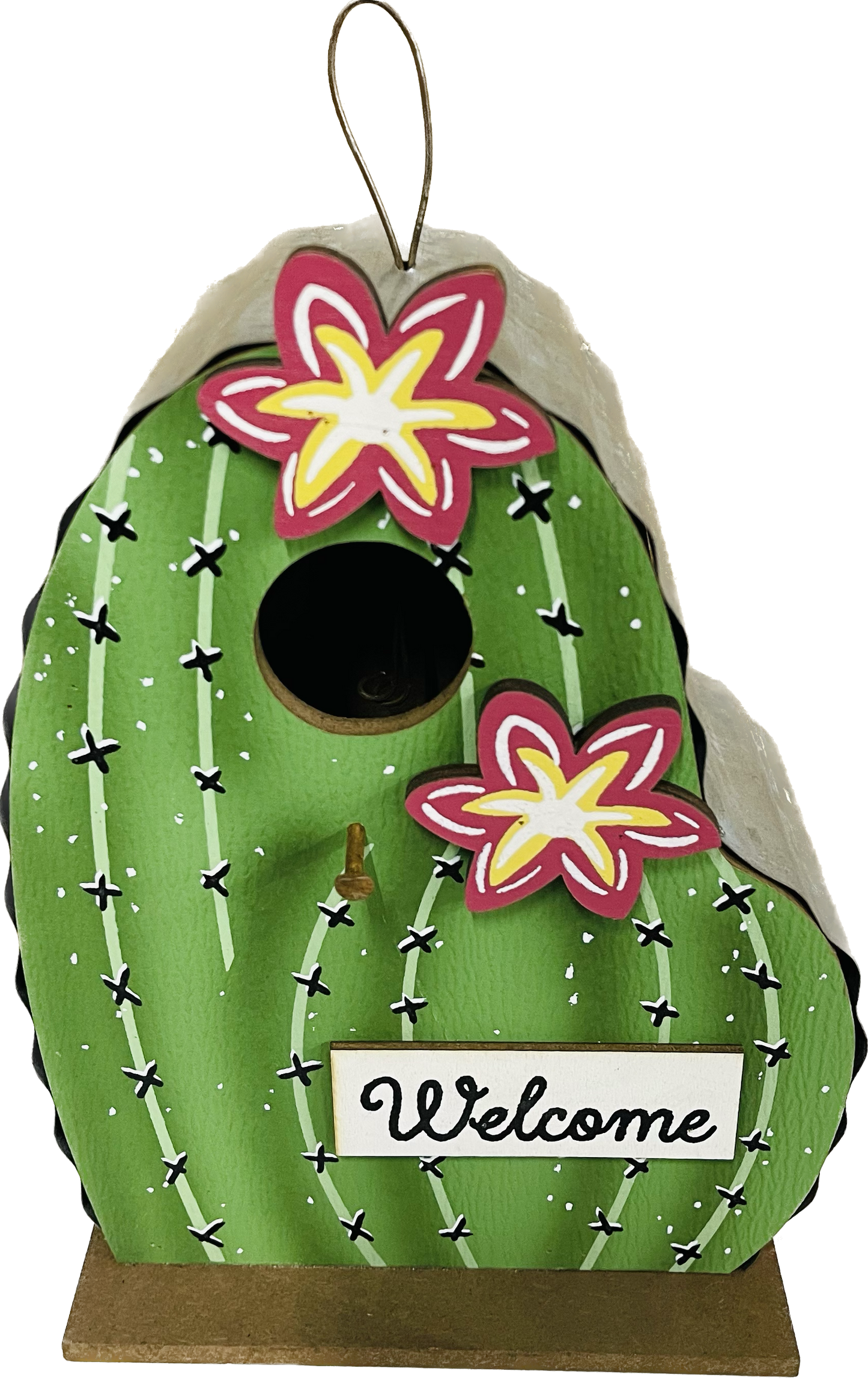Wooden Cactus Birdhouse