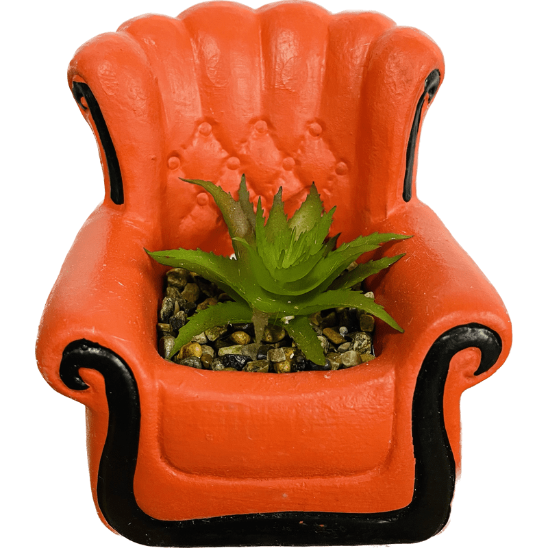 Cartoon Chair with Succulent Decor, 5 Inch