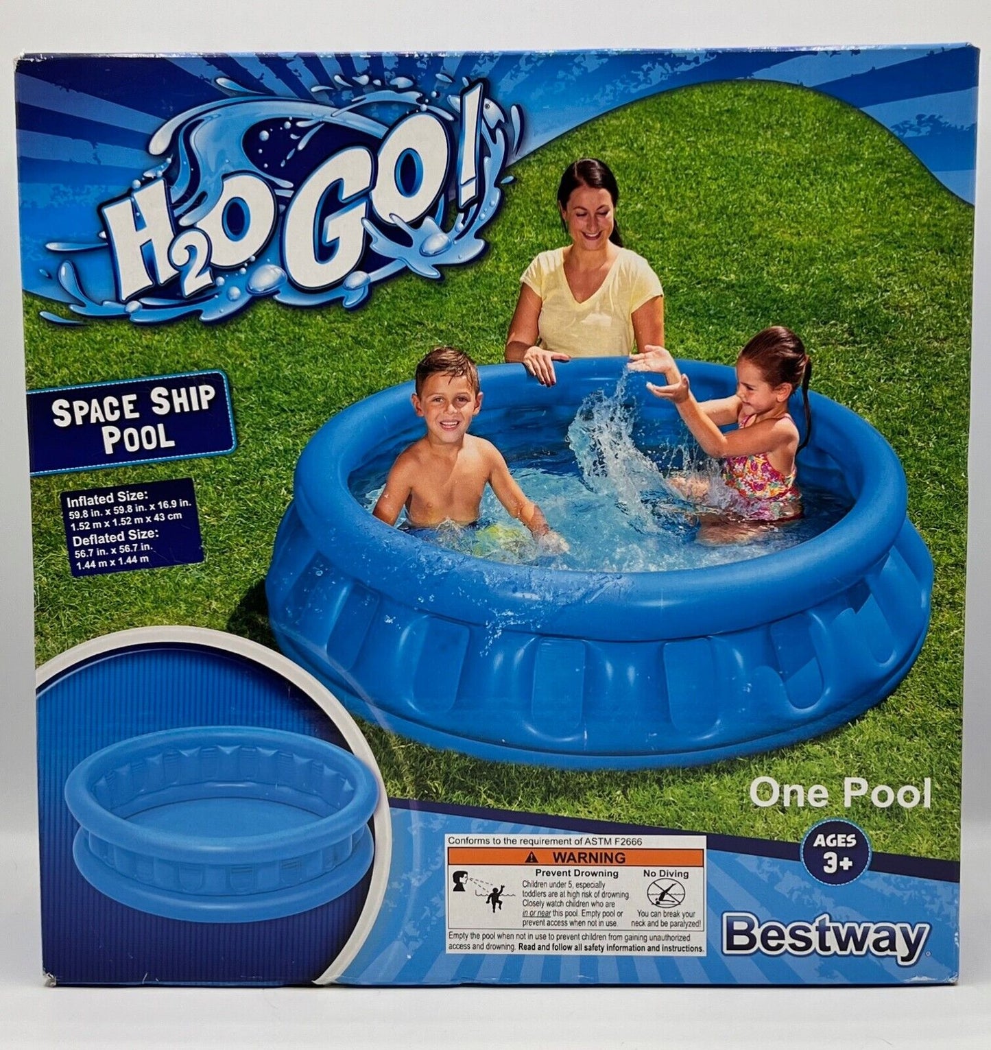 H20GO! Space Ship Pool, 59.8" x 59.8" x 16.9"