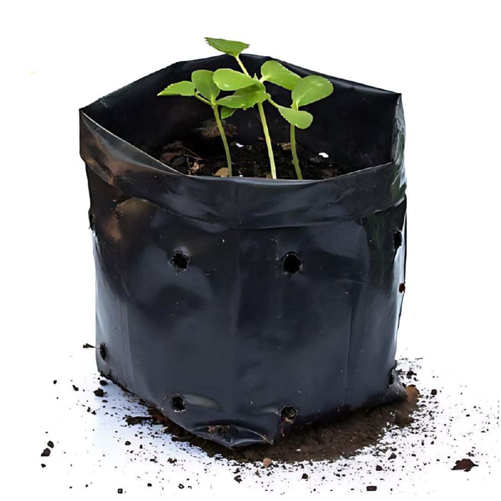 black plastic plant bags Plastic Nursery Bags White/ Black 100Pk, 1/2 Gal