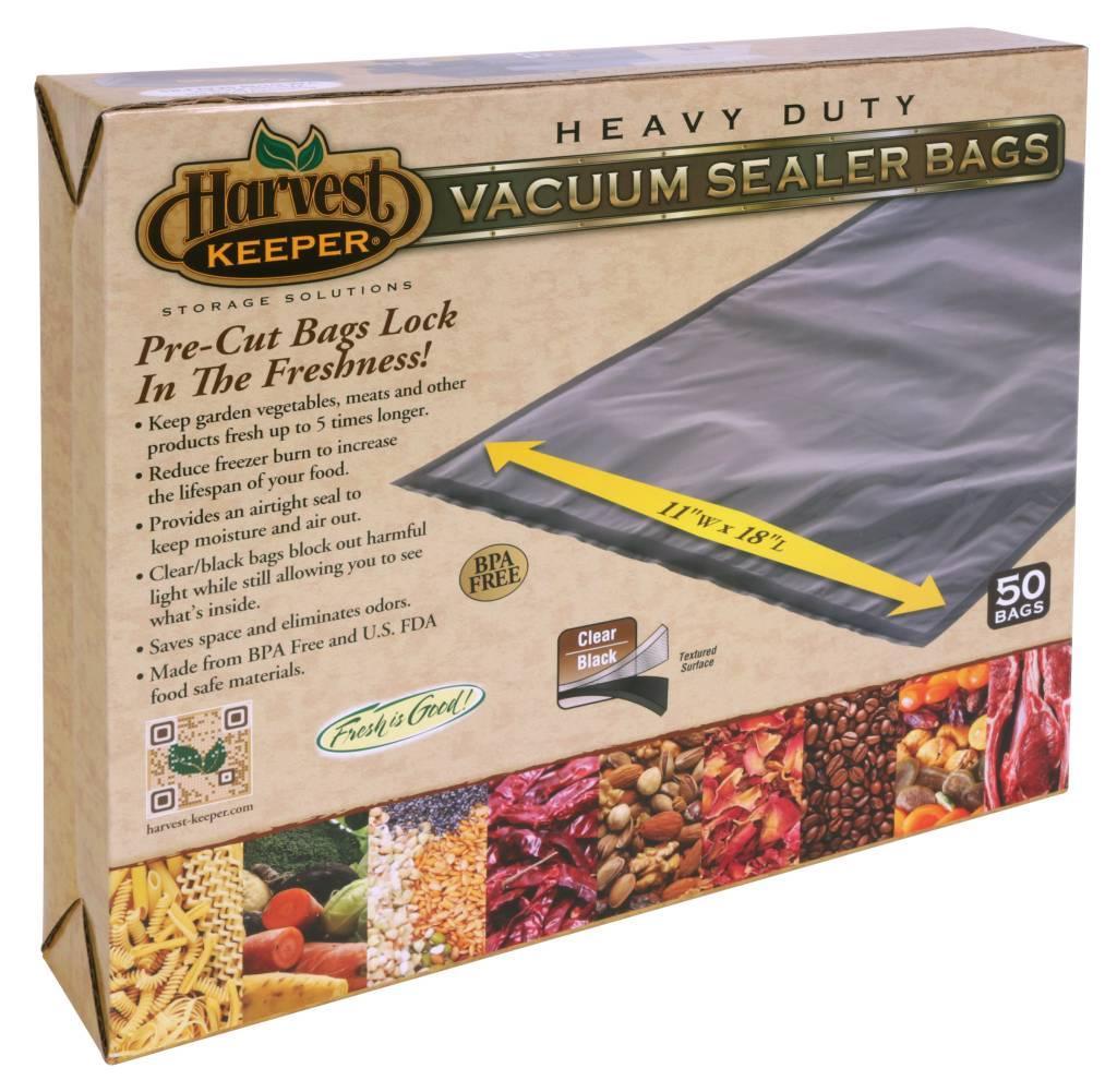 Harvest Keeper® Vacuum Seal Black / Clear Precut Bags, 11 x 18 (50/Pack)