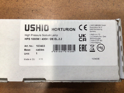 USHIO Horturion High Pressure Sodium Lamp 1000W / 400V / DE EL 2.2