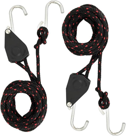 Rope Tie Downs, 1/4 in Heavy Duty Rope Lock Adjustable Ratchet Pulley