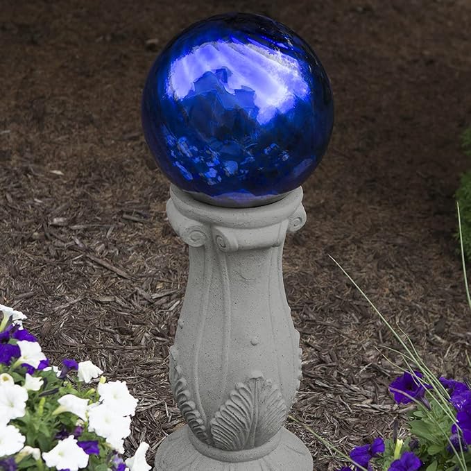 Echo Valley 8191 Chrome Swirl Gazing Globe for Home, Garden, or Patio Decoration, Blue, 10 inches