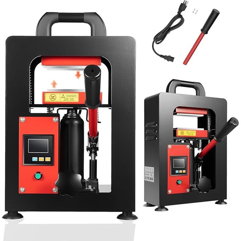 PRE-OWNED JAYGOVAN 5 Ton Hydraulic Heat Press Machine 900W Portable Manual Heat Press Machine with 2.4'' X 4.7''Dual Heating Plate & LSD Controller Timer,Heavy Duty Press for Oil Extraction,Printed Textiles