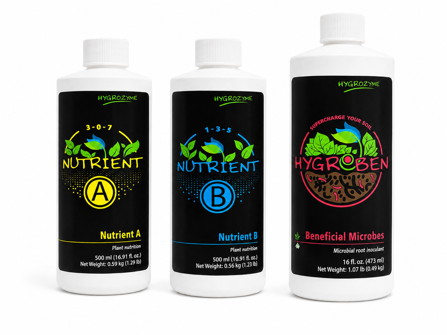 Hygrozyme Nutrient A/B & Hygroben 500ml Combo Pack