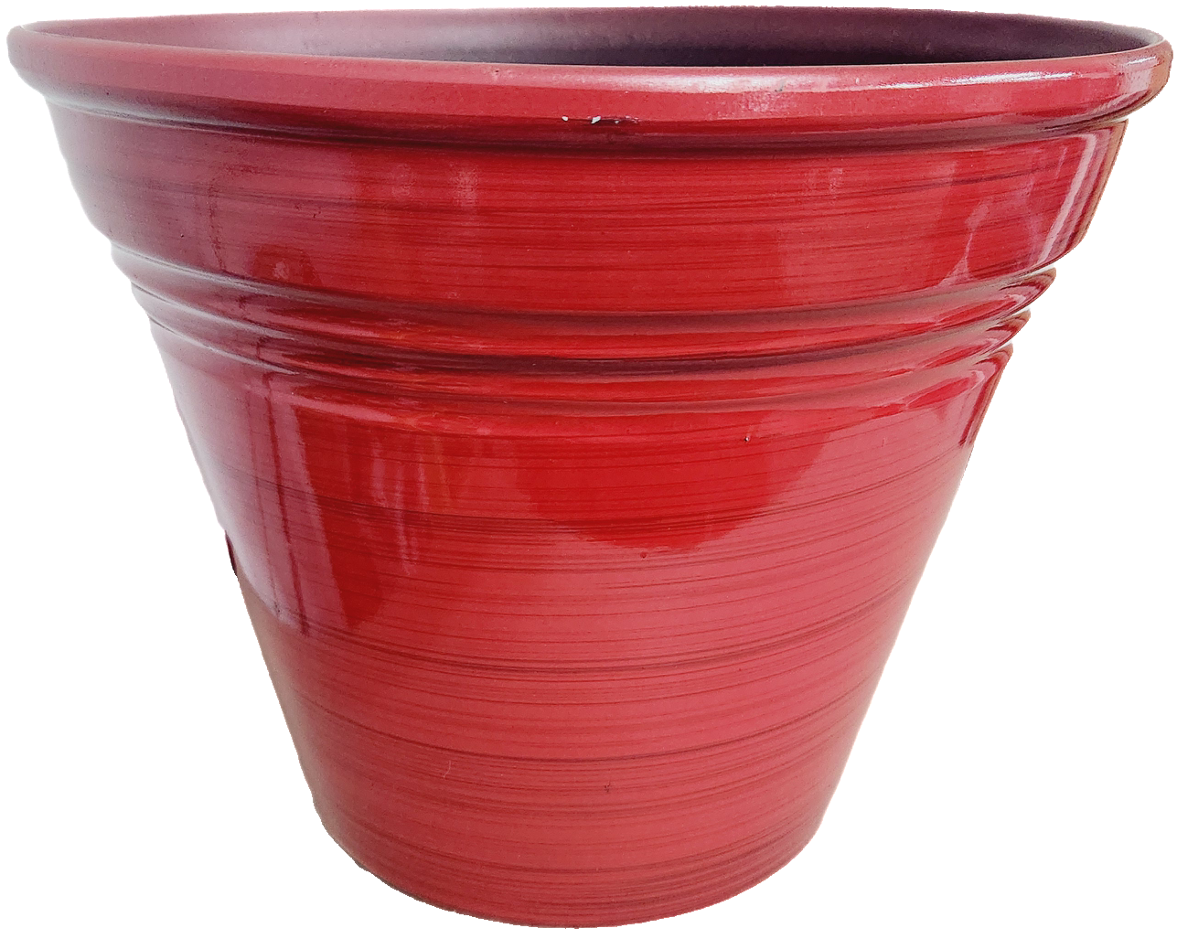 Glazed Ribbed Plastic Planter, 12 in