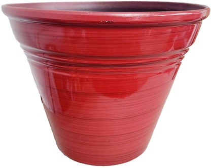 Glazed Ribbed Plastic Planter, 12 in