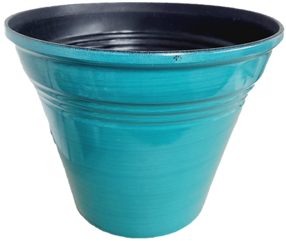 Glazed Ribbed Plastic Planter, 12 in