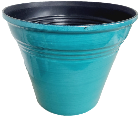 Glazed Ribbed Plastic Planter, 12 in