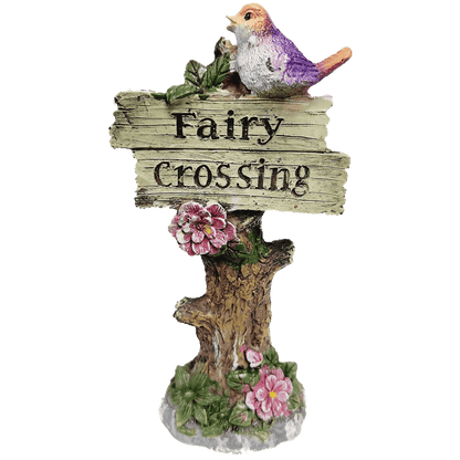 Gnome Decorations Fairy Crossing Sign, 6 inch