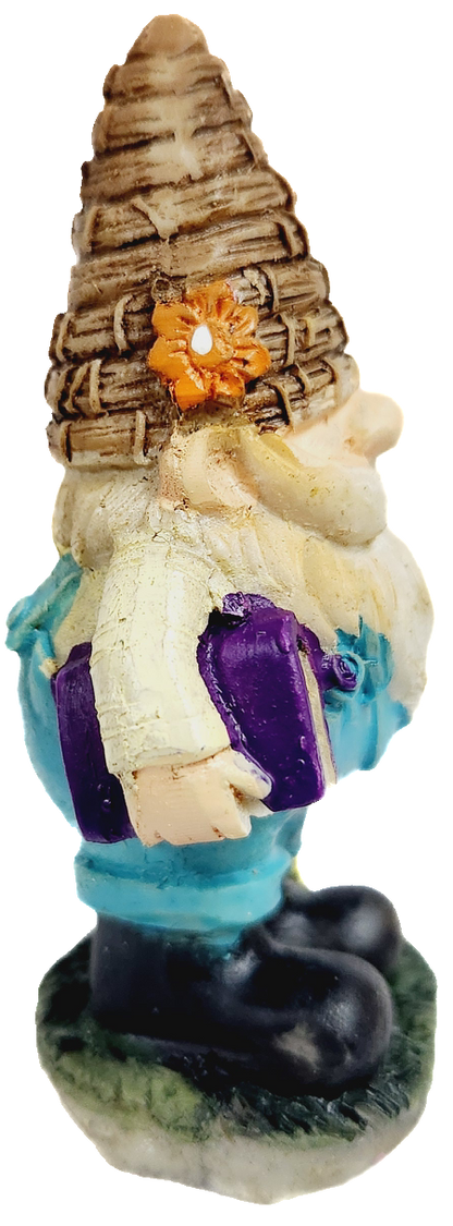 Mini Garden Book and Flower Holding Gnome, 3 Inch