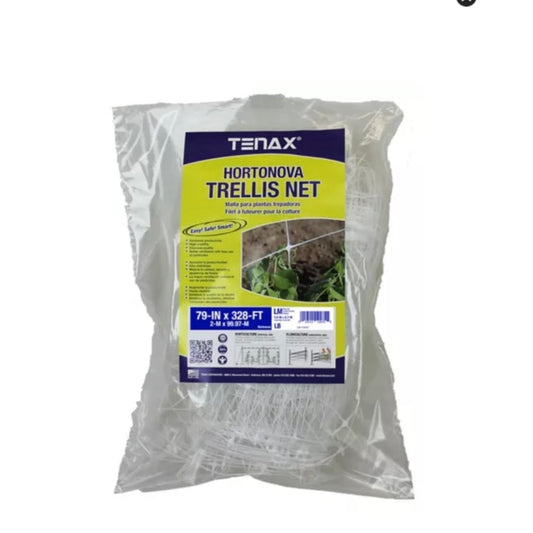 Tenax 328 ft. x 79 in. Hortonova Trellis Netting, White, 5.9 in. x 6.7 in. Plastic Mesh