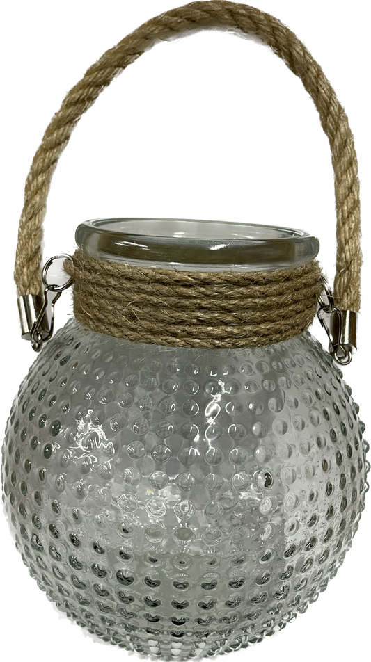 Glass Lantern with Rope Handle
