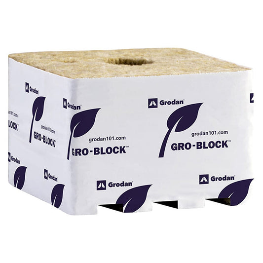 Grodan Gro-Block Improved GR7.5 Medium with Hole, 4" x 4" x 3" Strip