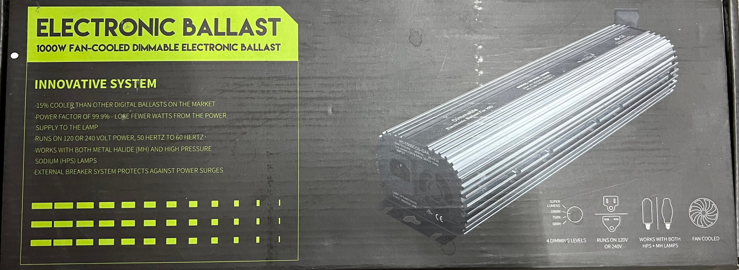 Hydroponic Inc. 1000W Dimmable Electronic Ballast (In Box)
