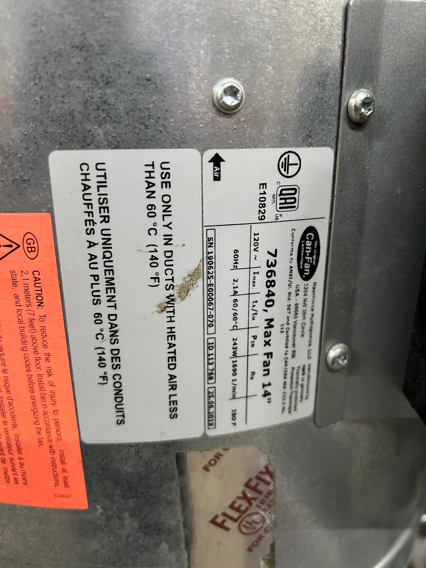 Pre-Owned Can Fan 736840, Max Fan 14"