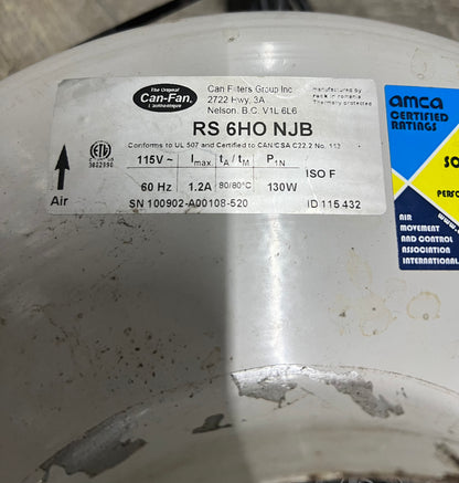 Pre-Owned Can Fan 6" Inline Fan