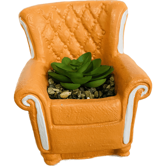 Cartoon Chair with Succulent Decor, 5 Inch