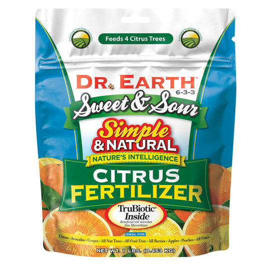 Dr. Earth Organic and Natural Sweet & Sour® Citrus Fertilizer 6-3-3, Feed 4 Trees