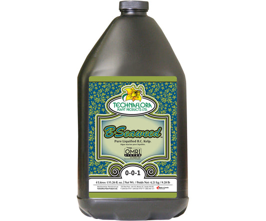 Bottle of Technaflora B-Seaweed fertilizer on a white background