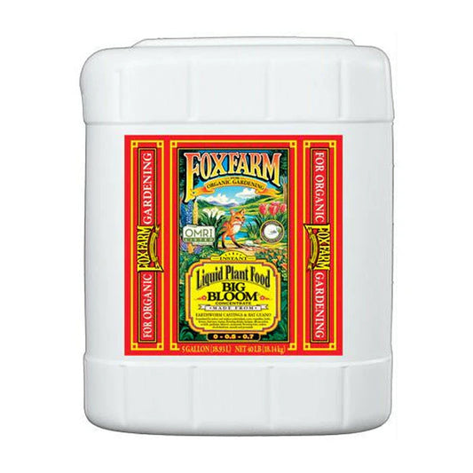 foxfarm bigbloom 5gal bottle on white background