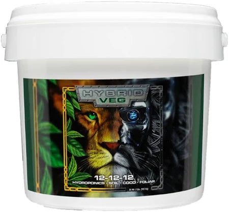 White container with a label featuring a lion's face and text on a white background