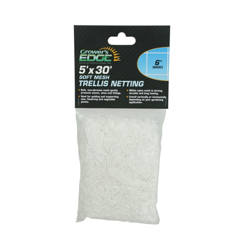 Grower's Edge® Soft Mesh Trellis Netting, 5 ft x 30 ft w/ 6 in Squares