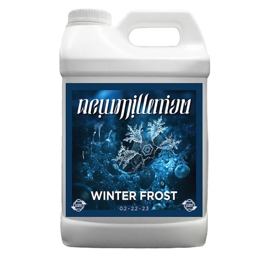 White container with blue label featuring 'New Millennium' branding and 'Winter Frost' product name.