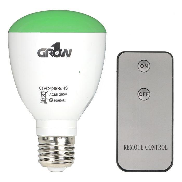 Grow1 Green LED Light Bulb With Remote 12W E26 Base