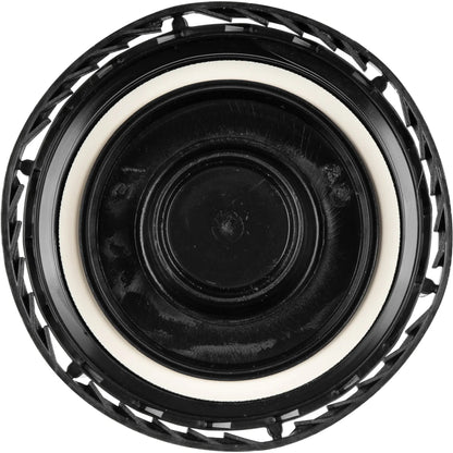 This Rieke® Tamper Evident Black Plastic Buttress Screw Cap with 3/4" Threaded Reducer, SC-76RTE - 70mm (6TPI)
