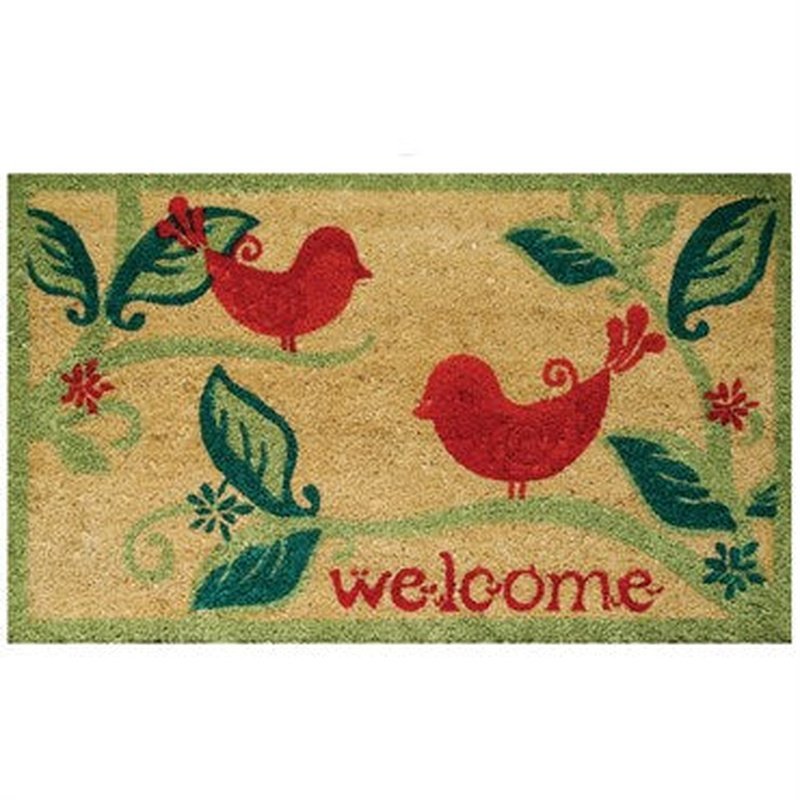 Robert Allen® Home & Garden Coir Doormat - Paisley Birds - 18in x 30in